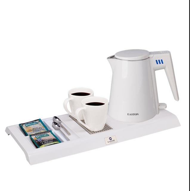 ES1026.KT.IV Hotel 0.6L Double Wall Design Electric Kettle Tray Set