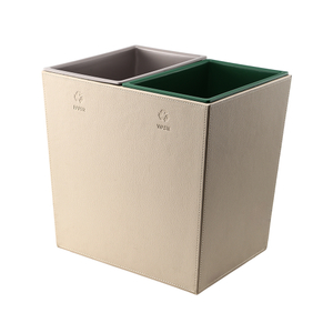 Leather Outer And Plastic Inner Liner Hotel Room Wastin Bin 2*8L