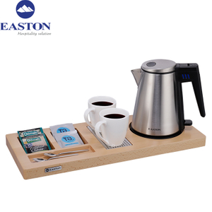 Low Price 0.8l Stainless Steel Electric Kettle with Tray for Hotels