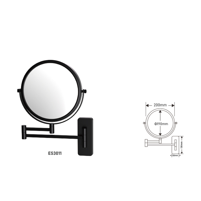 Custom black led mirror hotel 4x magnifying makeup mirror with lights