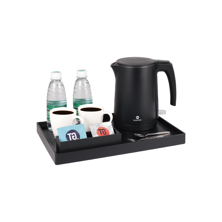 High class leather amenities electric kettle hospitality hotel welcome tray