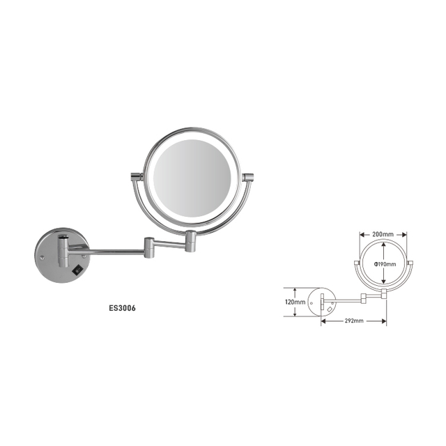 New design hotel plain and 3x double sided led lighted magnifying makeup mirror