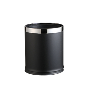 Superior Quality Hotel Black Coverad with Leatherette Waste Paper Bin
