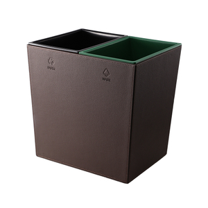 Hotel Leather Outer And Plastic Inner Liner 2*8L Wastin Bin