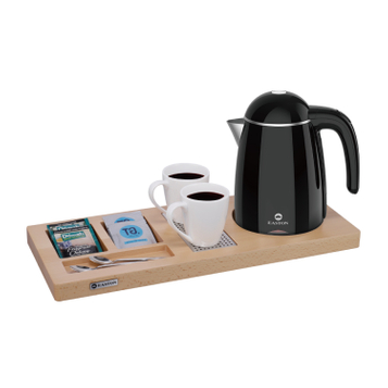 Cheap price hotel wood tray plus 1.0L boiling water electric kettle black