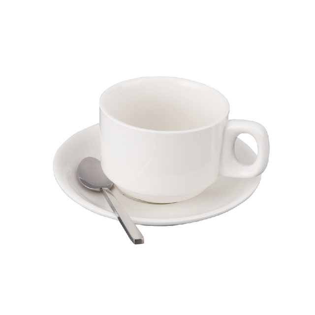 Wholesale White Ceramic Coffee Cups And Saucer for Hotel Room