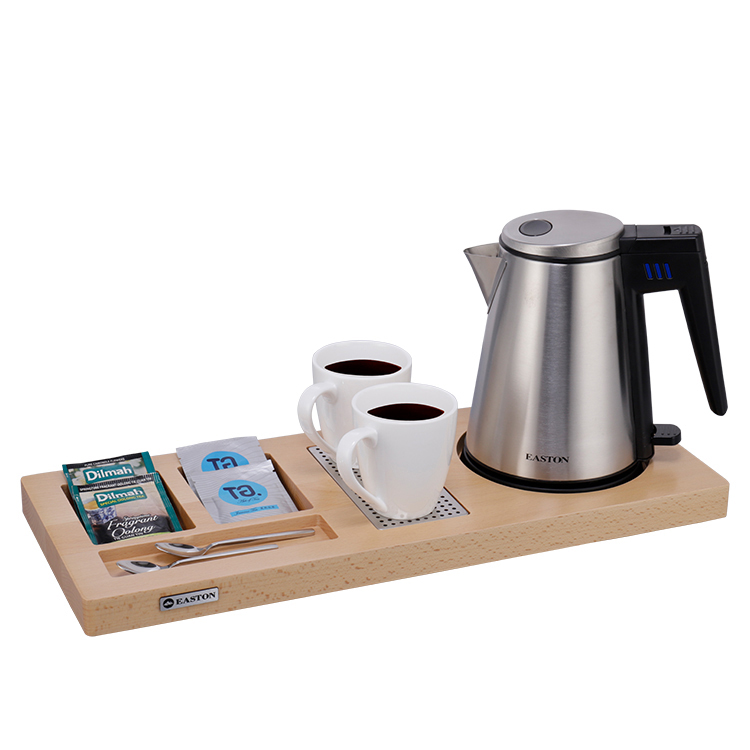 Hotel Electric Kettle Tray Set Natural Beech Wood Tray 