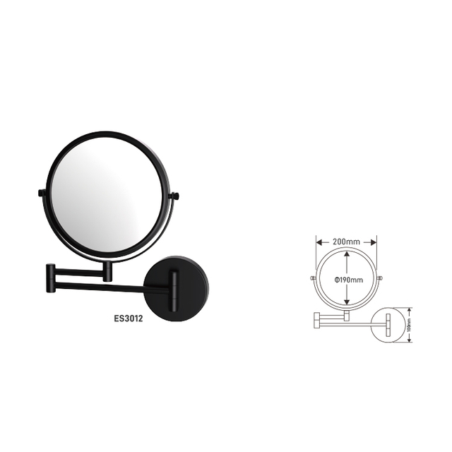 OEM available makeup round shape 4x matt black hotel mirror magnifier