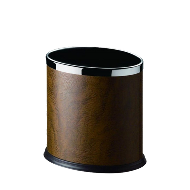 ES8016 Brown Leatherette 10L Room Hotel Dustbin Can