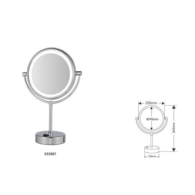 2023 desktop double sided led light makeup mirror hotel magnifying mirror 3x
