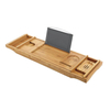 Luxury hotel retractable design multi-Function bamboo bathtub rack caddy tray