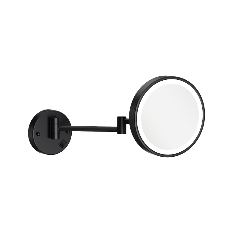 OEM available makeup round shape 4x matt black hotel mirror magnifier