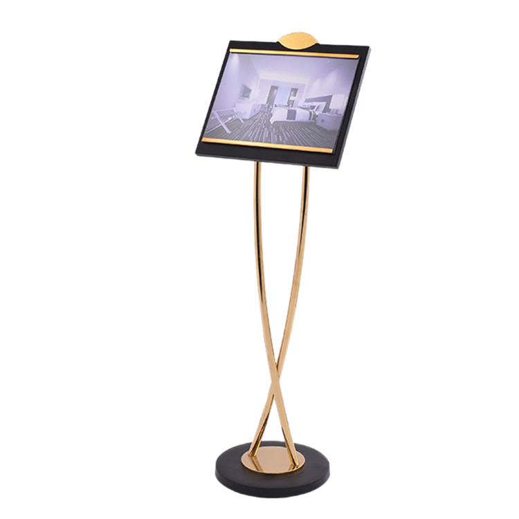 Easton Hotel Hot Sale Stainless Steel Material Gold Chrome Finish L460 X W380 X H1350mm Sign Stand