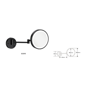 Hotel black round make up for mirror led light vanity folding magnifying mirror