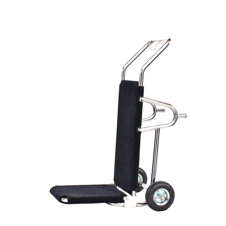 Hotel Stainless Steel Construction with Polished Finish Black Carpet Luggage Cart